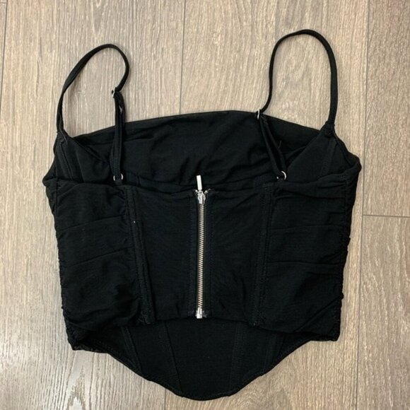 White Fox Boutique Corset Top Cropped Bustier Draped Black Size XS - Picture 15 of 16